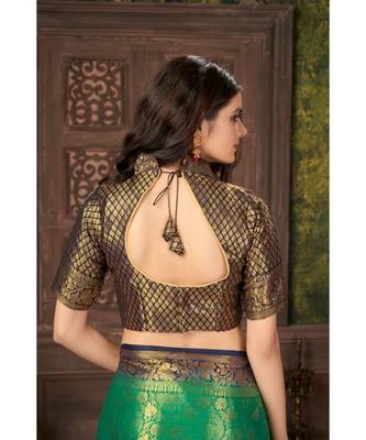 Rama Banarasi Jacquard Dola softy Silk Woven Saree with Blouse 5
