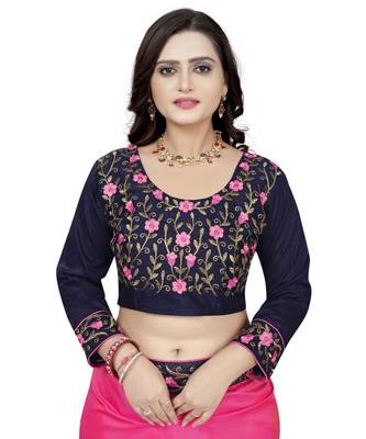 Pink Embroidered Georgette Fancy Saree with Blouse 5