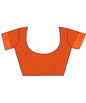 Orange Checks Vichitra Silk Fancy Half and half Saree with Blouse 5