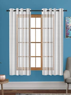 A White Printed Polyester Net Sheer Window Curtain 1