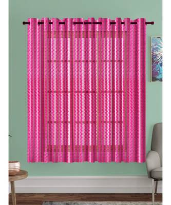 A Pink Printed Polyester Net Sheer Window Curtain 1