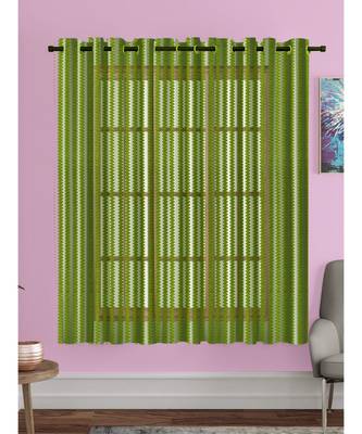 A Green Printed Polyester Net Sheer Window Curtain 1