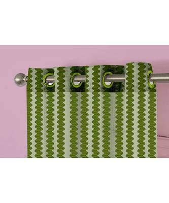 A Green Printed Polyester Net Sheer Window Curtain 2