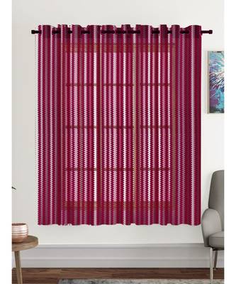 A Maroon Printed Polyester Net Sheer Window Curtain 1