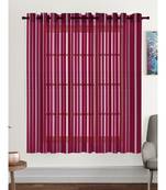 A Maroon Printed Polyester Net Sheer Window Curtain