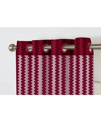 A Maroon Printed Polyester Net Sheer Window Curtain 2