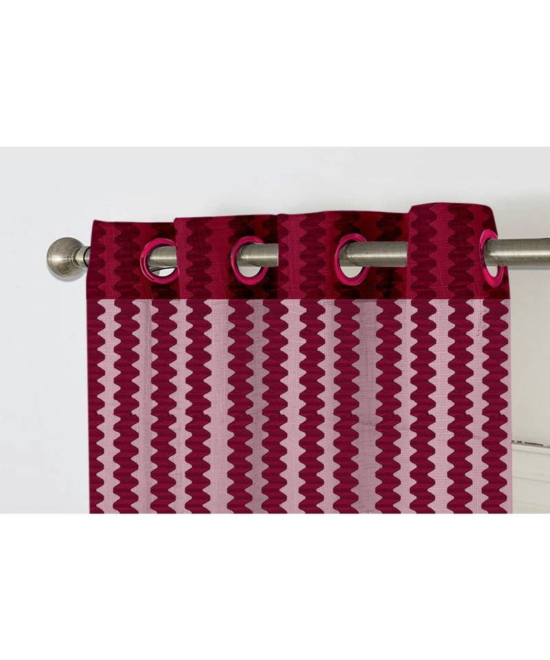 A Maroon Printed Polyester Net Sheer Window Curtain