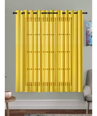 A Yellow Printed Polyester Net Sheer Window Curtain 1