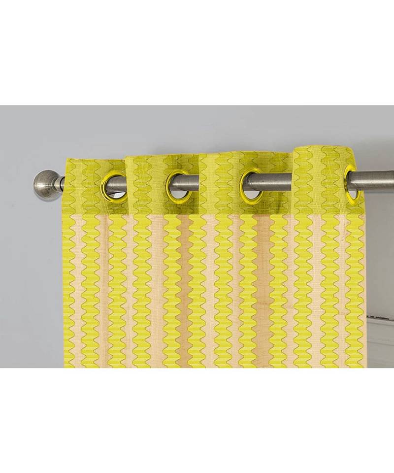 A Yellow Printed Polyester Net Sheer Window Curtain