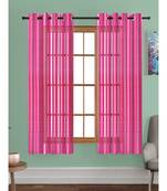 A Pink Printed Polyester Net Sheer Window Curtain