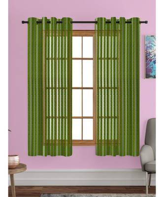 A Green Printed Polyester Net Sheer Window Curtain 1