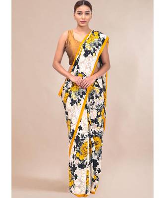Mysore silk Cream Zari Woven Saree 1