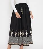 Black and Gold Color Printed Rayon Skirts