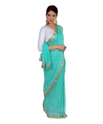 Lehariya Saree With Embellished Gotta Patti Lace And Golden Border Lace For Women 1