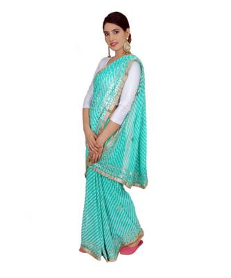 Lehariya Saree With Embellished Gotta Patti Lace And Golden Border Lace For Women 2
