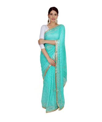 Lehariya Saree With Embellished Gotta Patti Lace And Golden Border Lace For Women 3