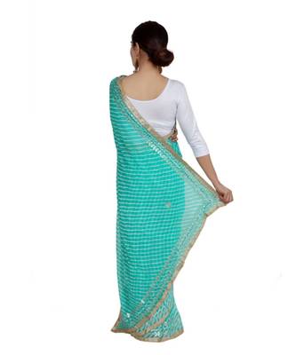 Lehariya Saree With Embellished Gotta Patti Lace And Golden Border Lace For Women 4