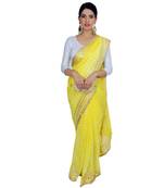 Lehariya Saree With Embellished Gotta Patti Lace And Golden Border Lace For Women