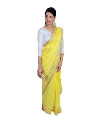 Lehariya Saree With Embellished Gotta Patti Lace And Golden Border Lace For Women 2