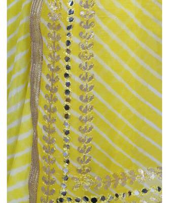 Lehariya Saree With Embellished Gotta Patti Lace And Golden Border Lace For Women 4