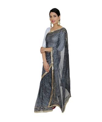 Lehariya Saree With Embellished Gotta Patti Lace And Golden Border Lace For Women 1