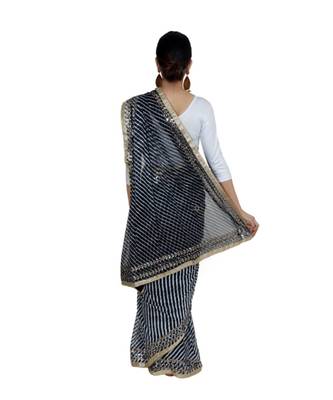 Lehariya Saree With Embellished Gotta Patti Lace And Golden Border Lace For Women 2