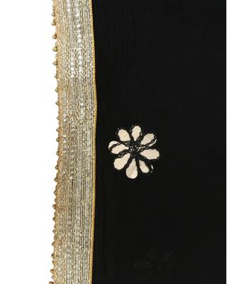 Lehariya Saree With Embellished Gotta Patti Lace And Golden Border Lace For Women 4