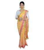 Lehariya Saree With Embellished Gotta Patti Lace And Golden Border Lace For Women