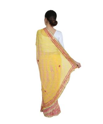 Lehariya Saree With Embellished Gotta Patti Lace And Golden Border Lace For Women 4