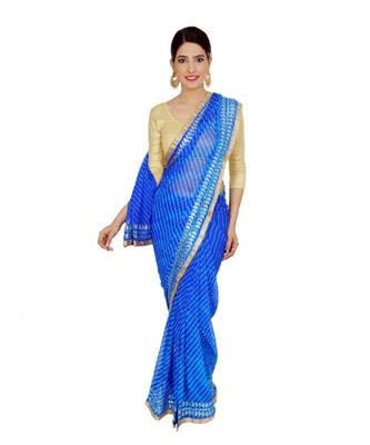 Lehariya Saree With Embellished Gotta Patti Lace And Golden Border Lace For Women 1
