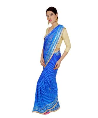 Lehariya Saree With Embellished Gotta Patti Lace And Golden Border Lace For Women 2