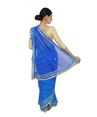 Lehariya Saree With Embellished Gotta Patti Lace And Golden Border Lace For Women 3