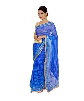 Lehariya Saree With Embellished Gotta Patti Lace And Golden Border Lace For Women 4