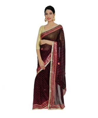 Lehariya Saree With Embellished Gotta Patti Lace And Golden Border Lace For Women 1