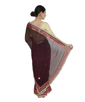 Lehariya Saree With Embellished Gotta Patti Lace And Golden Border Lace For Women 2