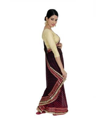 Lehariya Saree With Embellished Gotta Patti Lace And Golden Border Lace For Women 3