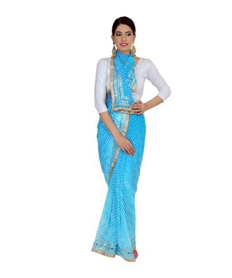 Lehariya Saree With Embellished Gotta Patti Lace And Golden Border Lace For Women 1