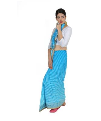 Lehariya Saree With Embellished Gotta Patti Lace And Golden Border Lace For Women 2