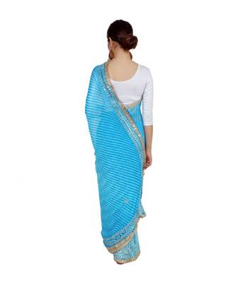 Lehariya Saree With Embellished Gotta Patti Lace And Golden Border Lace For Women 4