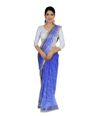 Lehariya Saree With Embellished Gotta Patti Lace And Golden Border Lace For Women 1