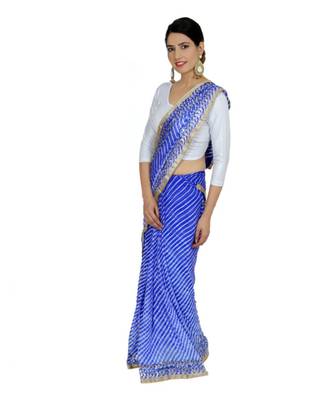 Lehariya Saree With Embellished Gotta Patti Lace And Golden Border Lace For Women 2