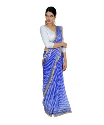 Lehariya Saree With Embellished Gotta Patti Lace And Golden Border Lace For Women 3