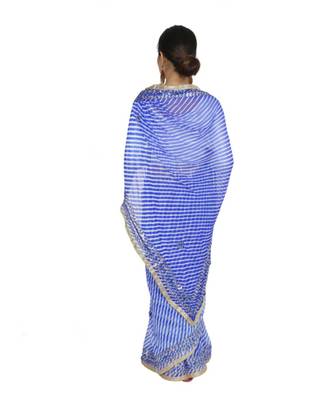 Lehariya Saree With Embellished Gotta Patti Lace And Golden Border Lace For Women 4