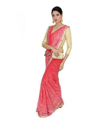 Lehariya Saree With Embellished Gotta Patti Lace And Golden Border Lace For Women 2