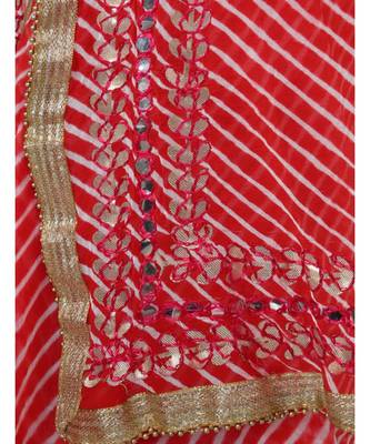 Lehariya Saree With Embellished Gotta Patti Lace And Golden Border Lace For Women 3