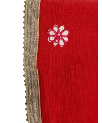 Lehariya Saree With Embellished Gotta Patti Lace And Golden Border Lace For Women 4