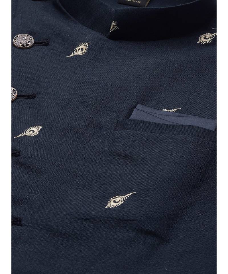 Blue cotton Jacket Kurta Churidar Set