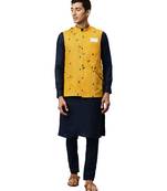 yellow cotton Jacket Kurta Churidar Set