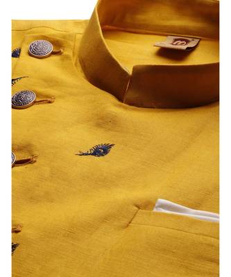 yellow cotton Jacket Kurta Churidar Set 2