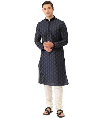 Blue silk Kurta Churidar Set 1